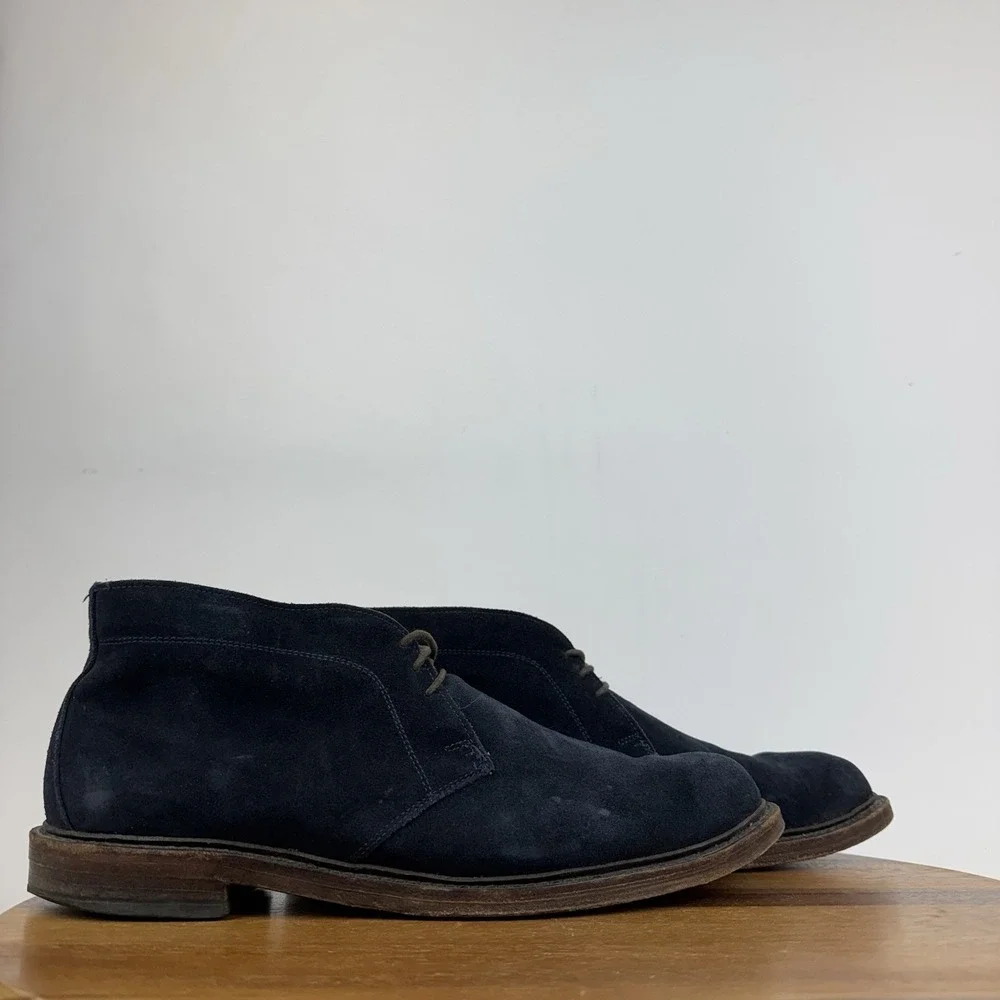 Mens Allen Edmonds USA Navy Blue Suede Lace Up Chukka Ankle Boots Size 13 D
